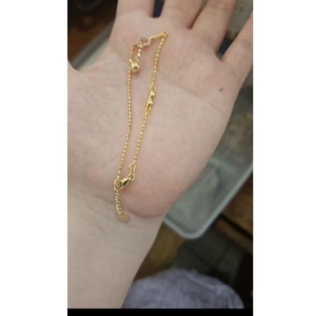 Gelang rantai tangan merica mata putih korea emas asli 375 18cm 18 cm simpel