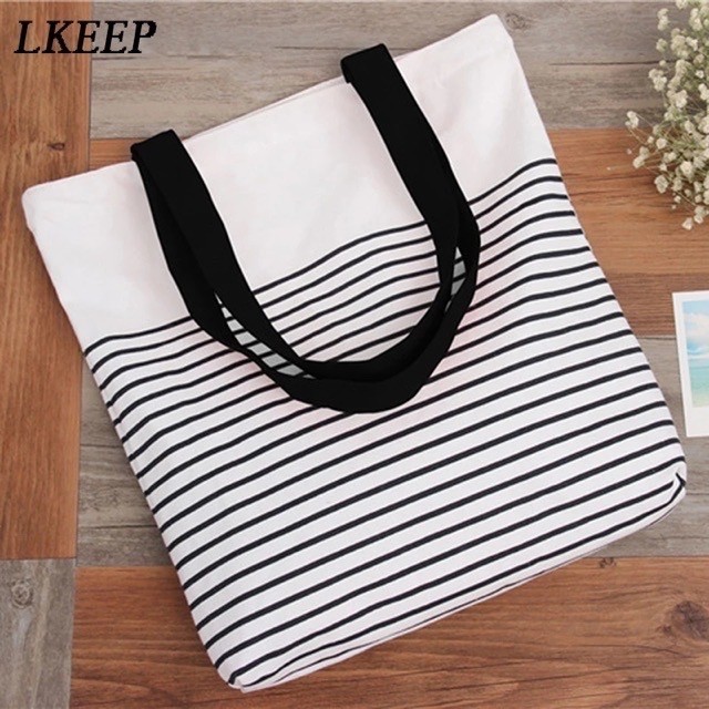Tote Shoulder Bag Bahan Kanvas Tebal / Tas Belanja Besar TIDAK RESLETING