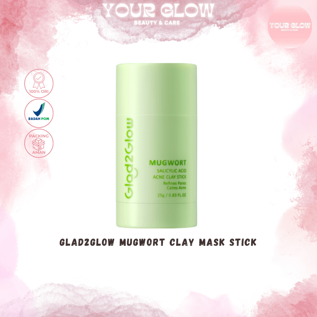 Glad2Glow Mugwort Clay Mask Stick [BPOM Certified] | Masker Wajah | Face Cleansing Green Mask Stick