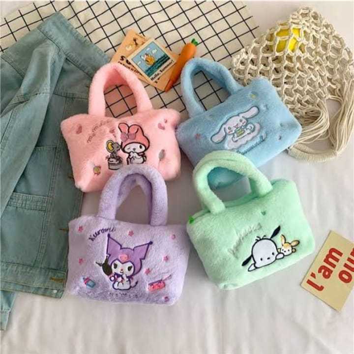 TAS TENTENG BULU | TAS TENTENG CINNAMOROLL | TAS TENTENG MELODY KUROMI