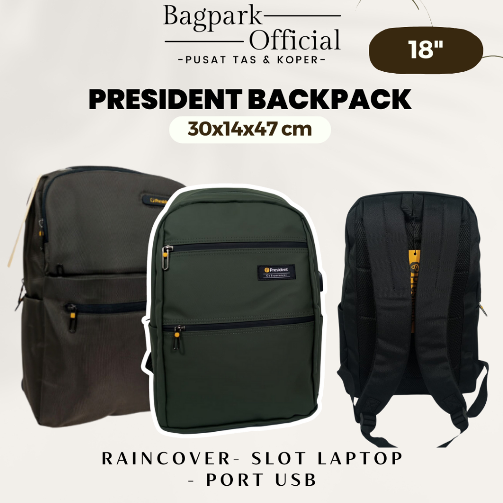 Tas Ransel Backpack Laptop President Tas Pria President Ransel President Pria Tas Cowok USB Free Rai