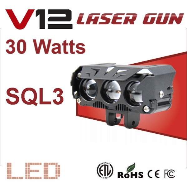 Lampu Tembak Sorot LED Laser Gun V12 SQL3 Mata Mobil Motor SQL 3 Warna Putih Kuning CSP Lasergun