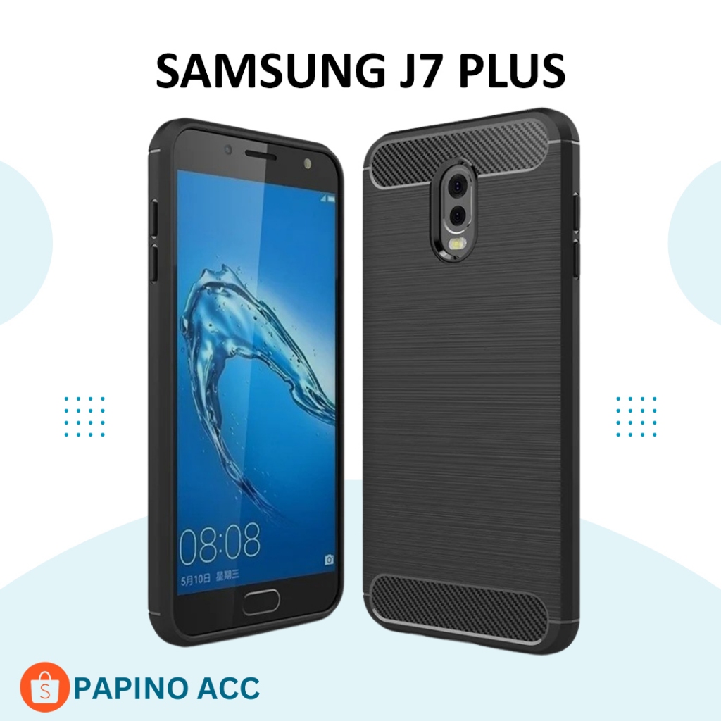 SOFTCASE SAMSUNG J7 PLUS J7+  SLIM FIT CARBON IPAKY SAMSUNGJ7 PLUS J7+ CASING HP