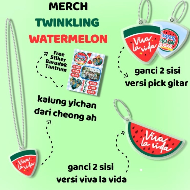 Sale Gila READY TWINKLING WATERMELON MERCH KEYCHAIN GANTUNGAN KUNCI VIVA LA VIDA KALUNG YICHAN