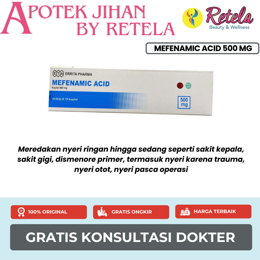 Mefenamic Acid 500 Mg 1 Box 100 Tab ERITA