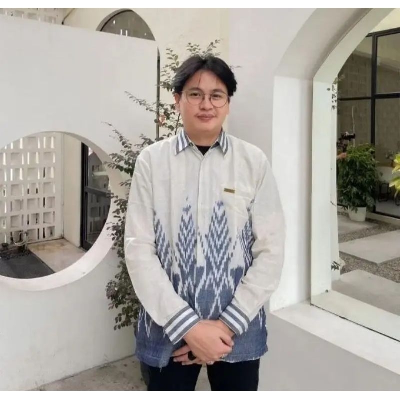 kemeja pria tenun - busana tenun toraja lengan panjang