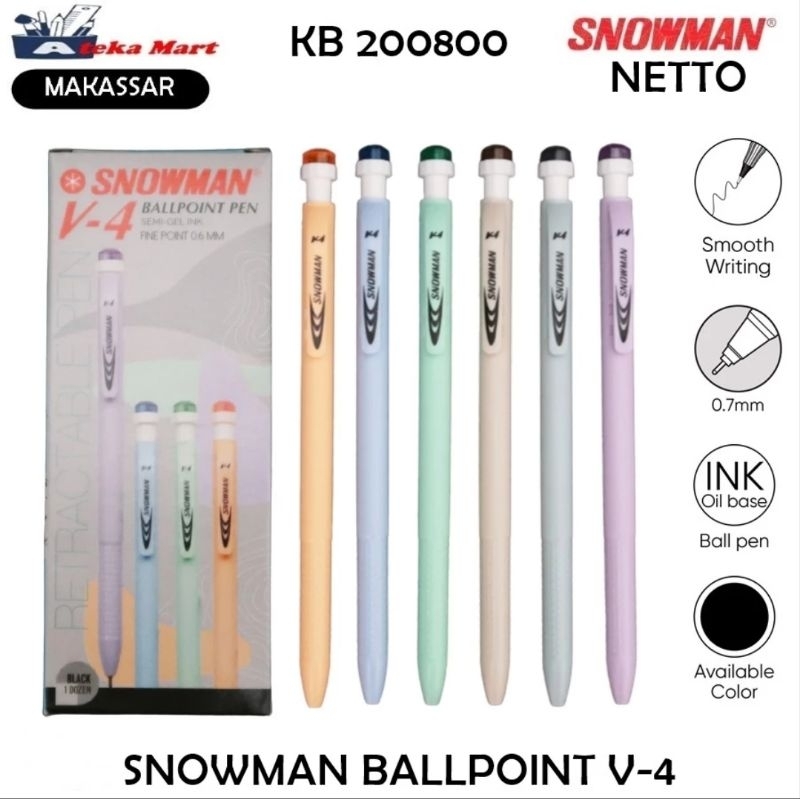 

Pulpen Snowman BALPOINT V-4