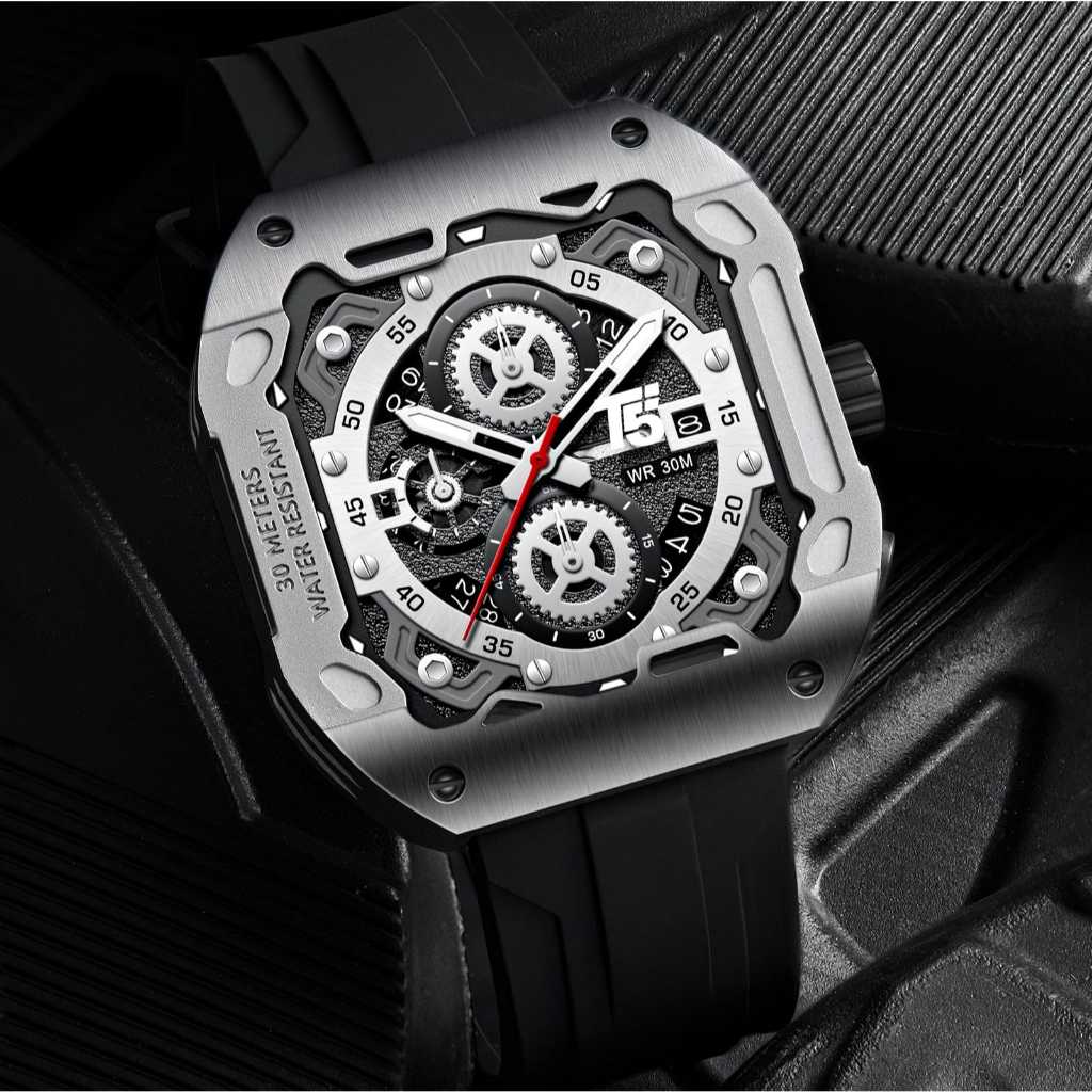 JAM TANGAN PRIA CHRONOGRAPH  T5 H 4087G /JAM TANGAN PRIA RUBBER STRAP T5