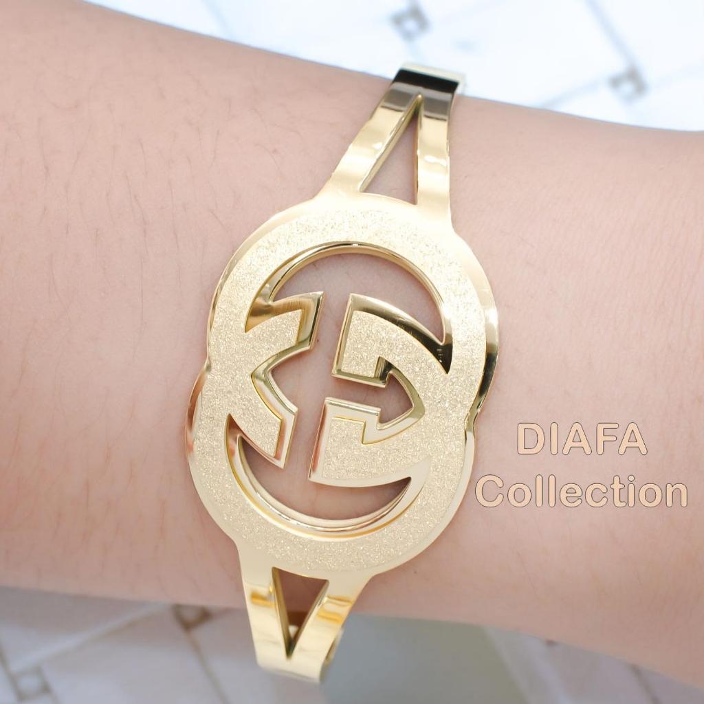 Gelang Wanita Titanium Bangle Clover Gold Platted Mewah branded Elegan