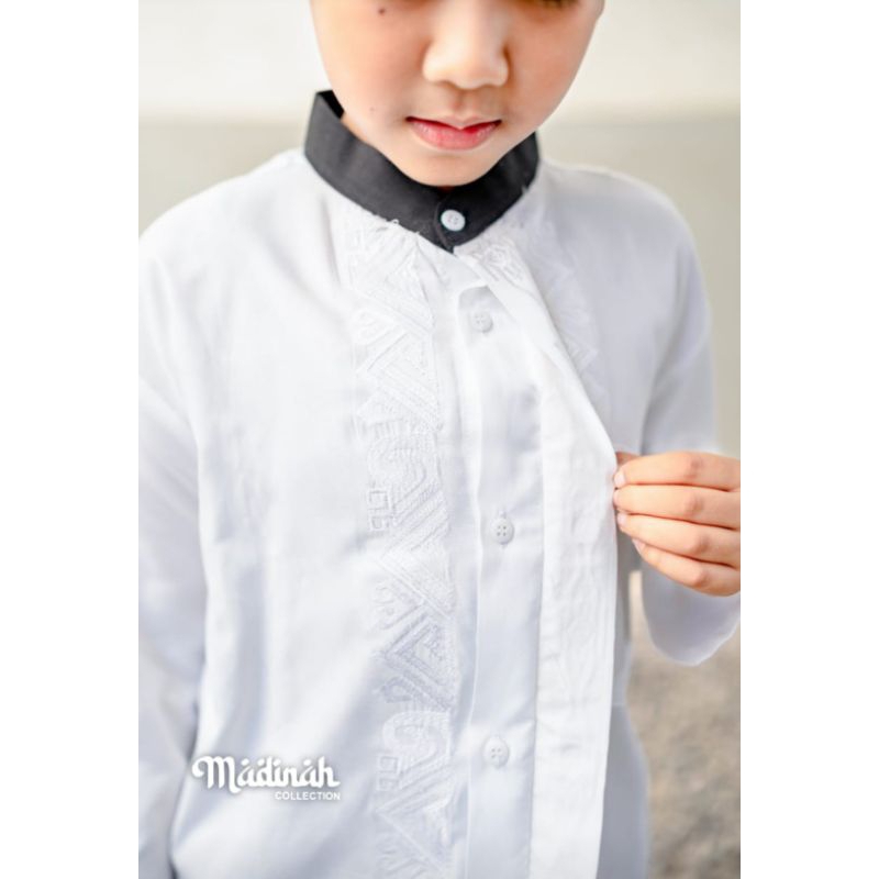 Koko anak hitam putih#setelan Koko baju putih celana hitam