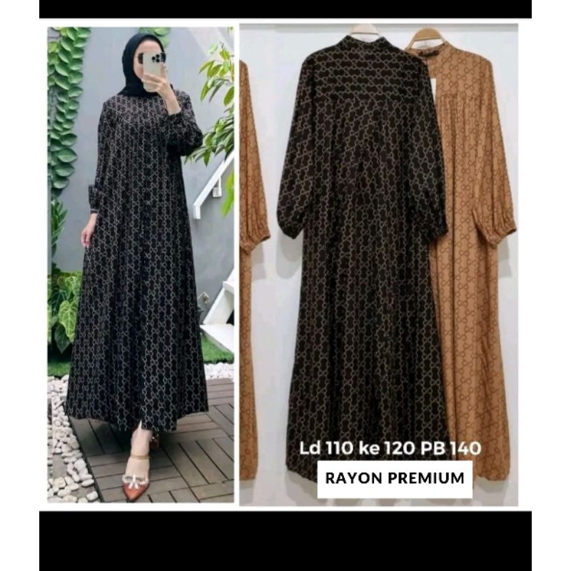 Daster Gamis Lengan Panjang Rayon Halus Jumbo Motif Salur