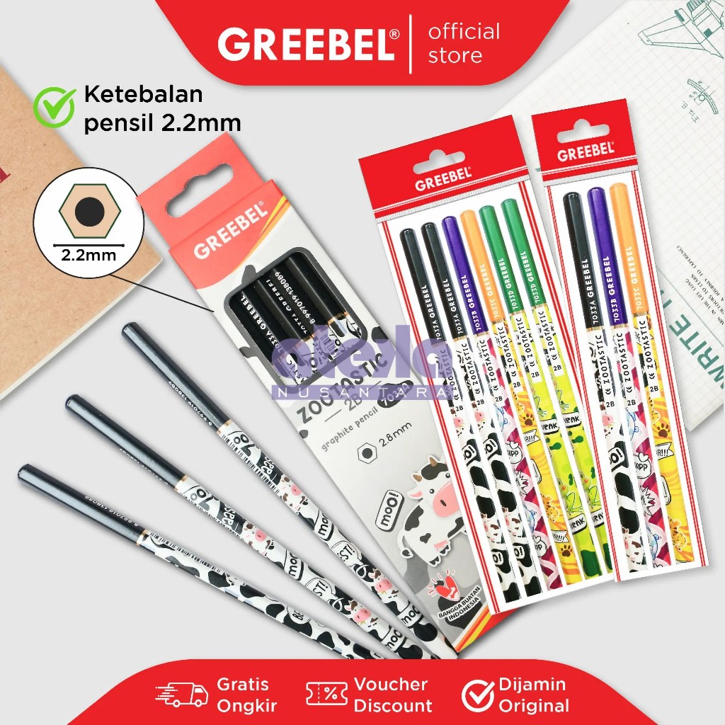 

GREEBEL Pensil kayu 2B 7033 ZOOTASTIC