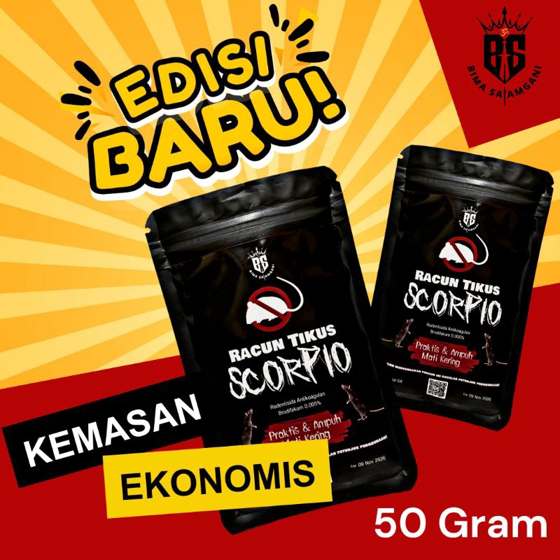 SCORPIO 50 Gr - Racun Tikus Ampuh dan Praktis Pasti Mati