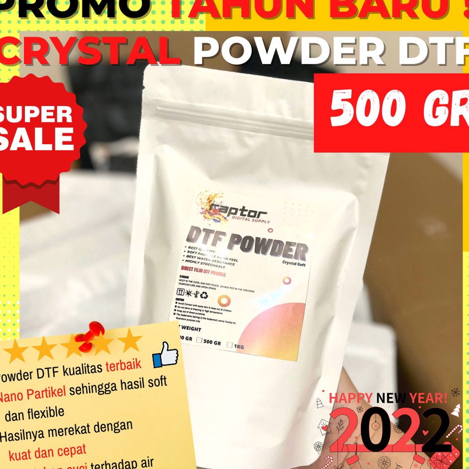 

Best Feedback TPU Hot Melt Adhesive Powder Sablon DTF Bubuk Transfer PET Film 5 Gr