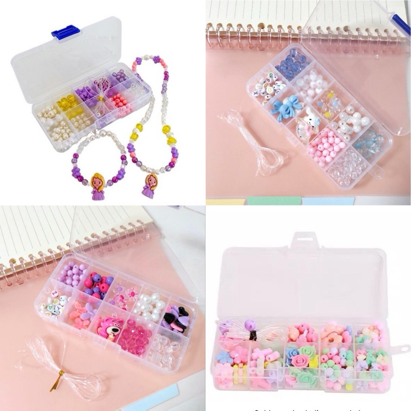 DIY 3D BEADED BEADS | Mainan Meronce Manik Kotak Lotso Kuromi Cinnamoroll Melody | dengan box sekat 