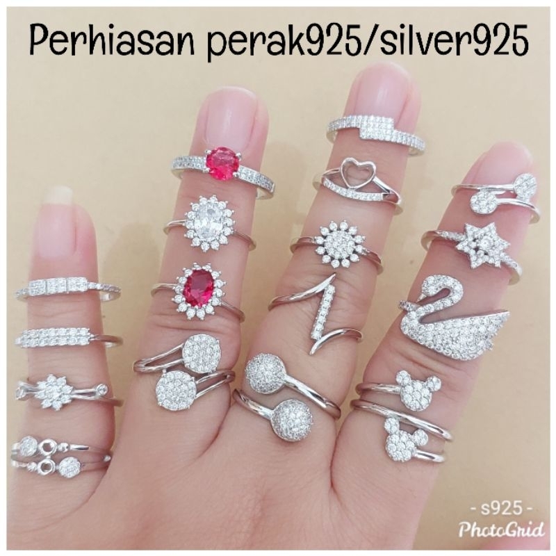 Onestore _ Cincin Perak 925 Asli Lapis Emas S925 Cincin Mata, Cincin Bola CCGB
