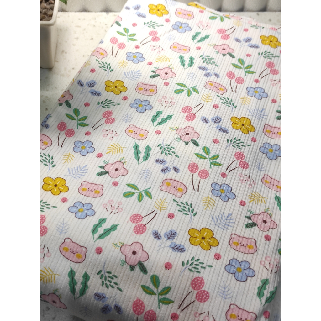 Kain kaos katun motif  meteran/ kain kaos cabut duri / kain kaos polos