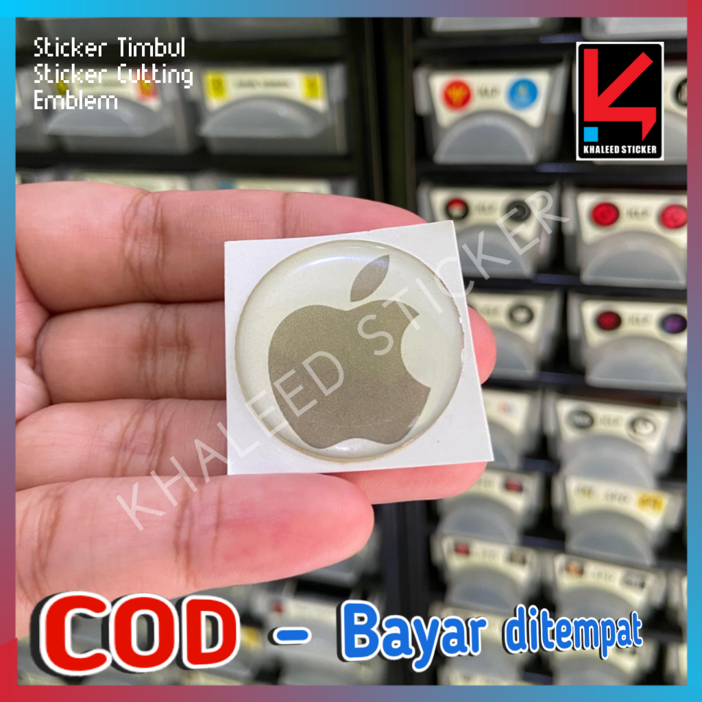 STIKER EMBLEM APPLE STICKER TIMBUL AKSESORIS LAPTOP HP DAN KOMPUTER