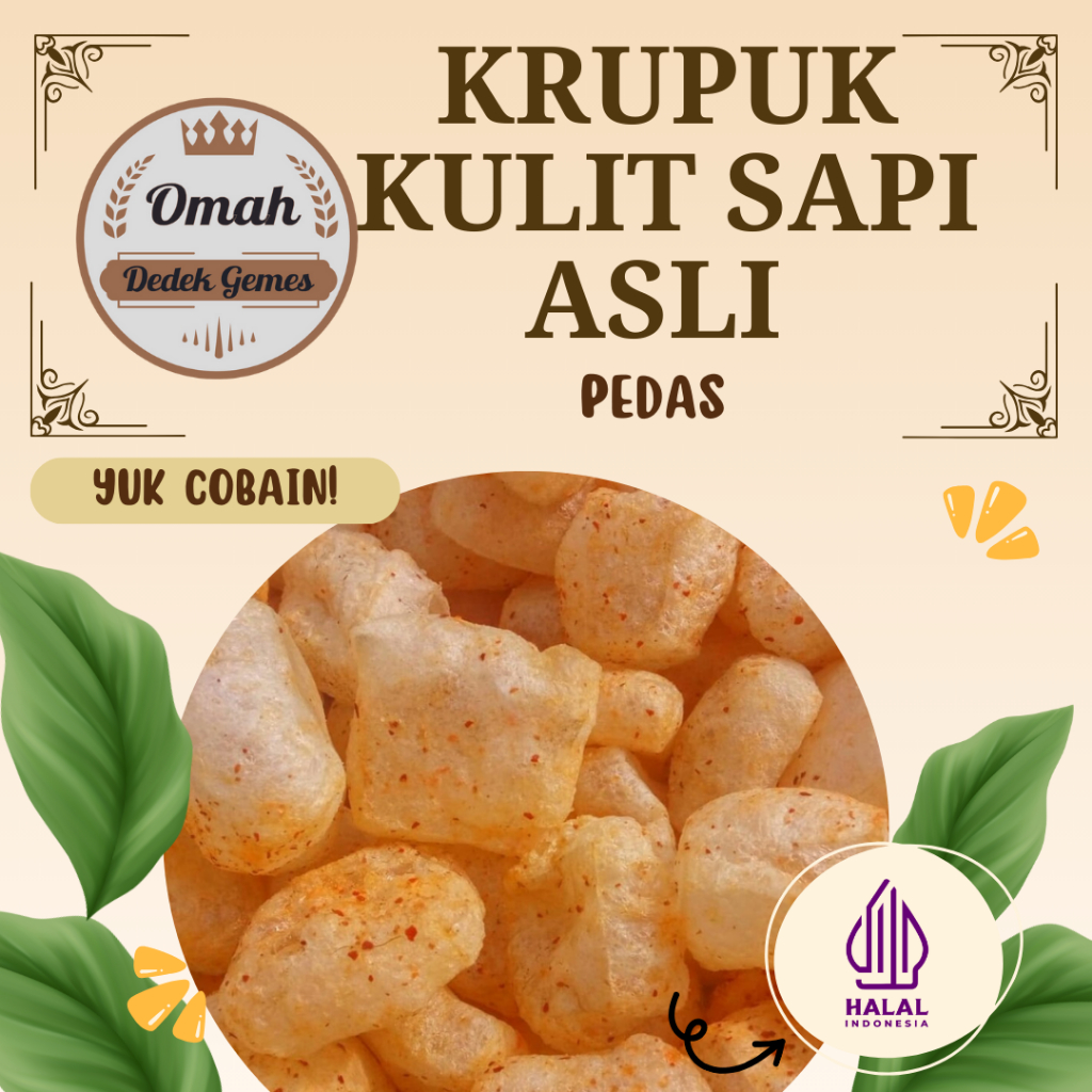 

krupuk kulit sapi asli pedas 50gr