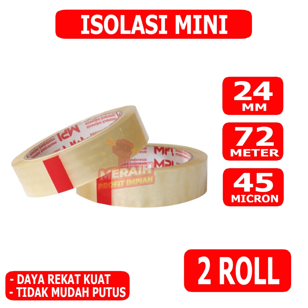 

2 Pcs - Lakban Isolasi MPI 24mm x 72m - Selotip Mini 24mm x 72 meter