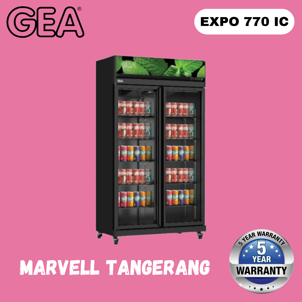 Showcase Cooler Gea Expo 770 Ic Kulkas Minuman 2 Pintu Garansi Resmi