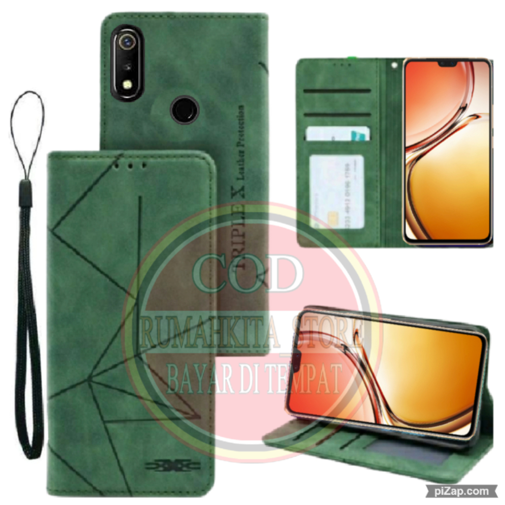 CASE HP REALME 3 - REALME 3 PRO MOTIF MAGNET CASE KULIT  CASING DOMPET-FLIP COVER LEATHER-SARUNG HP