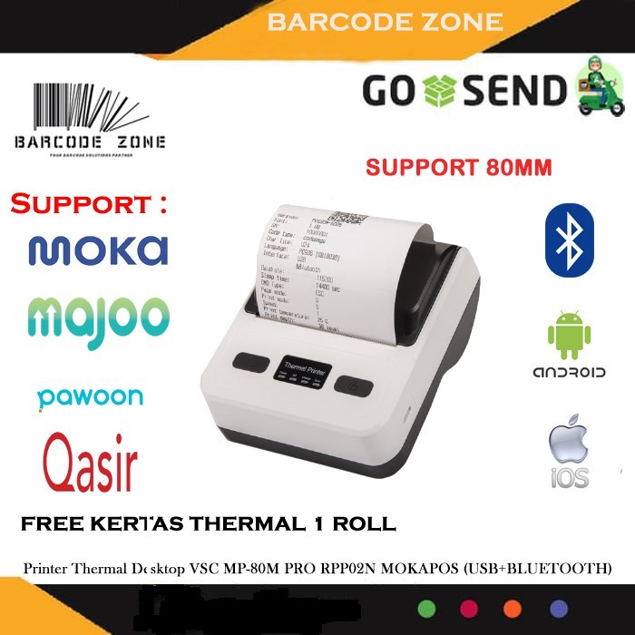 PRINTER THERMAL 80MM PT380 PORTABLE BLUETOOTH PRINT ALAMAT PDF SHOPEE RESI