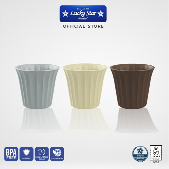 Lucky Star - POT BUNGA PLASTIK / POT BUNGA BULAT VIOLETA 25 KODE 5775