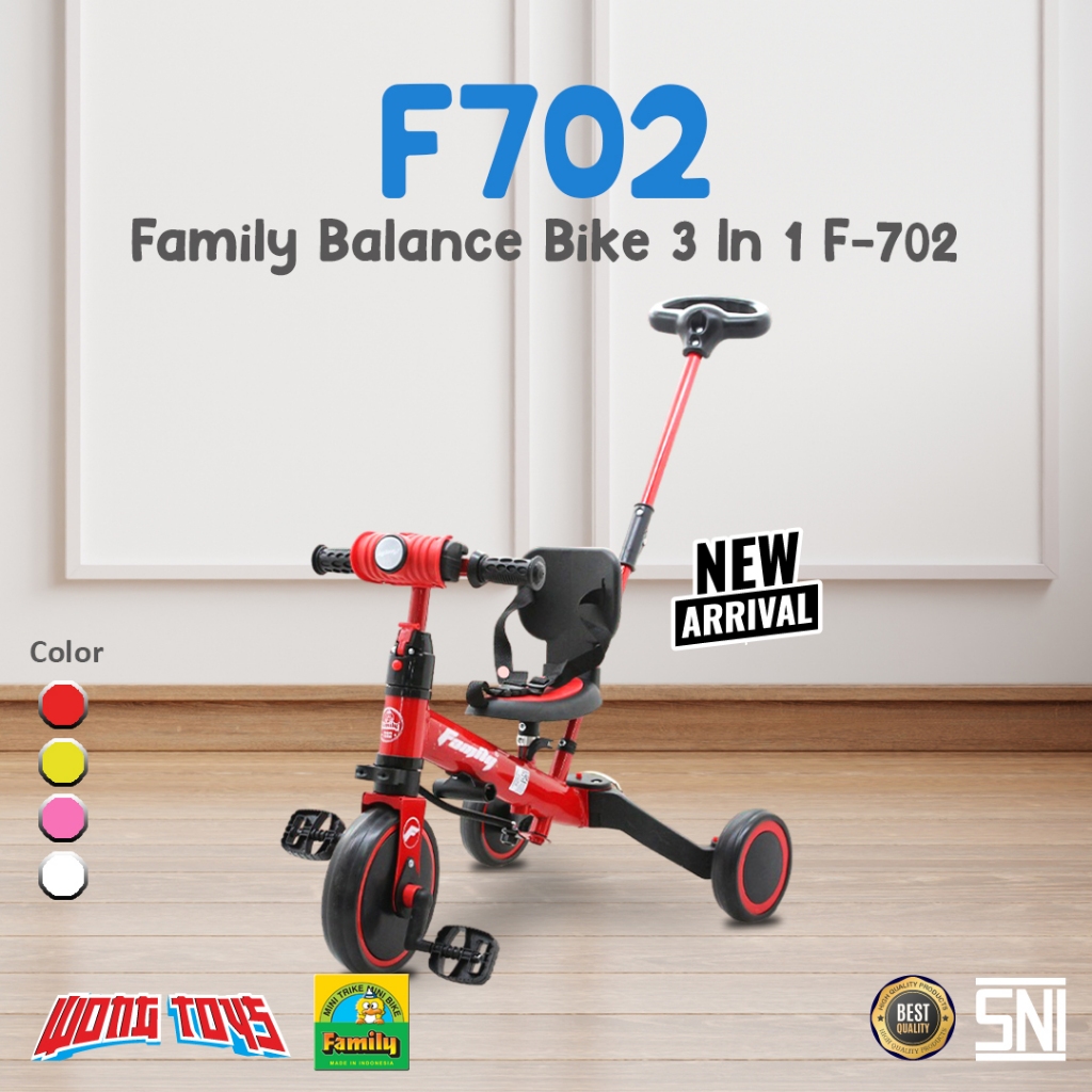 Family Balance Bike 3 In 1 F-702 (F702) - Sepeda Balance Bike Anak