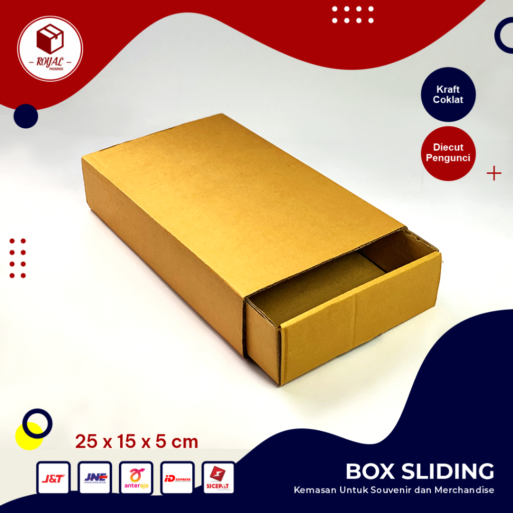 

Slidding Box - size 25 x 15 x 5 cm Kardus/Packing/Karton/Box/Hampers - Bisa Custom Sablon Printing