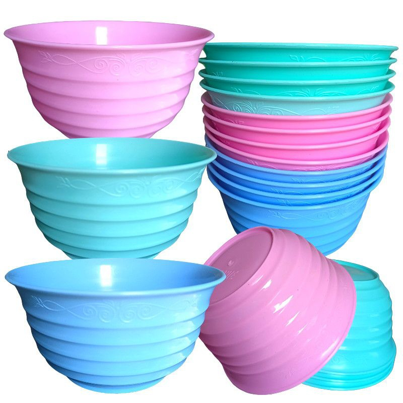 Mangkok Plastik Wizzmie 12Pcs - Mangkuk Plastik Warna Warni Lusinan - Mangkok Bakso - Mangkok Mie
