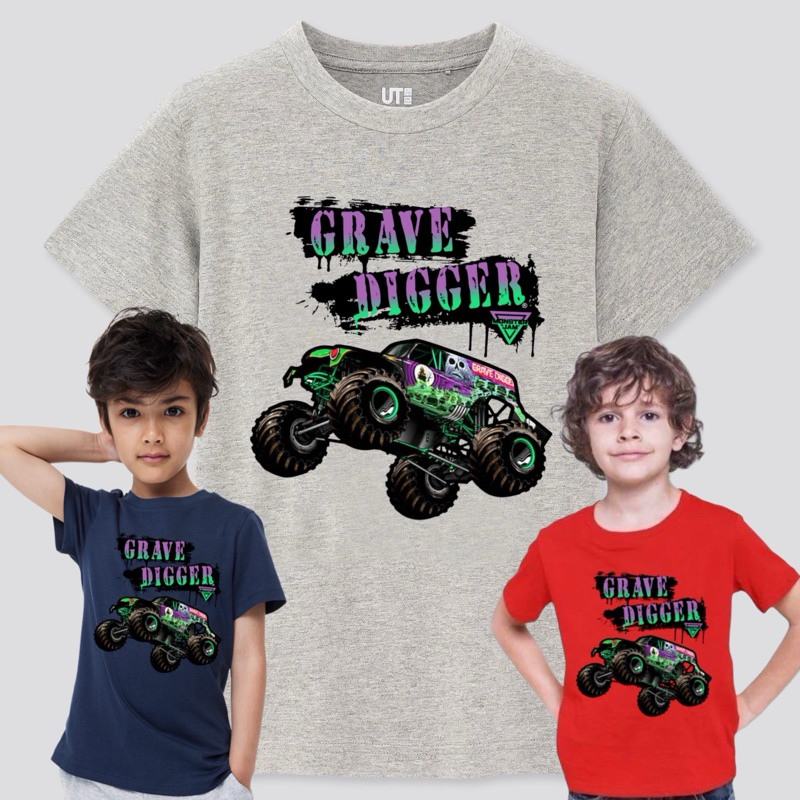 KAOS ANAK KARAKTER HOT WHEELS “MONSTER TRUCKS GRAVE DIGGER”