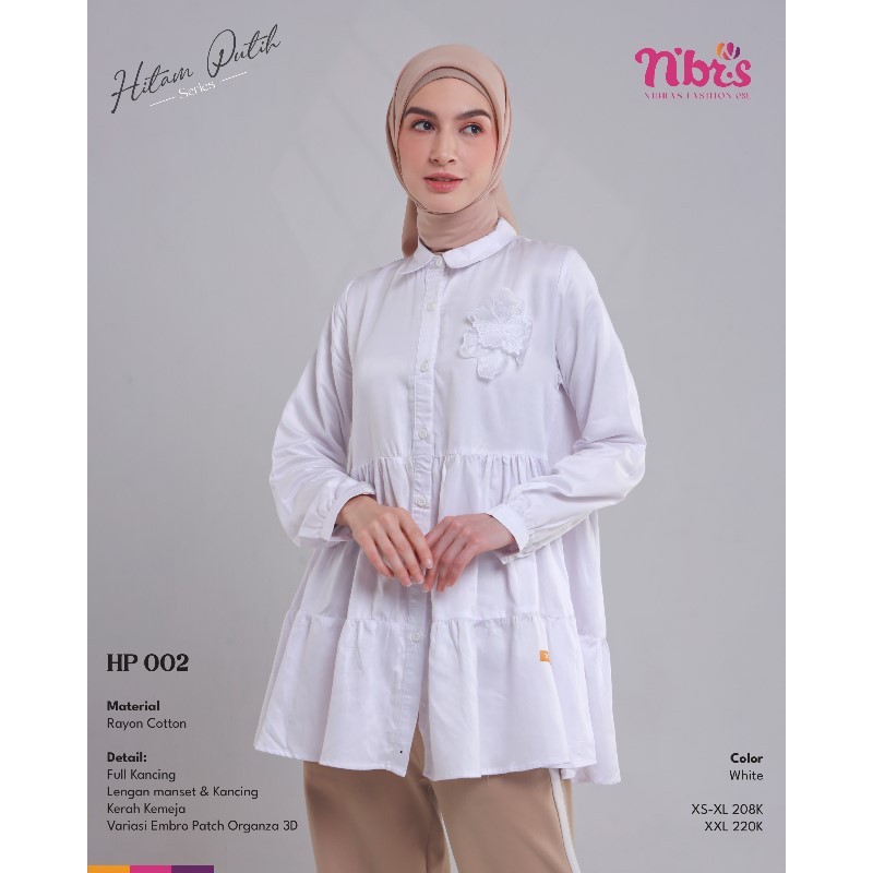 Nibras HP 002 Atasan Wanita Putih Polos Blouse Putih