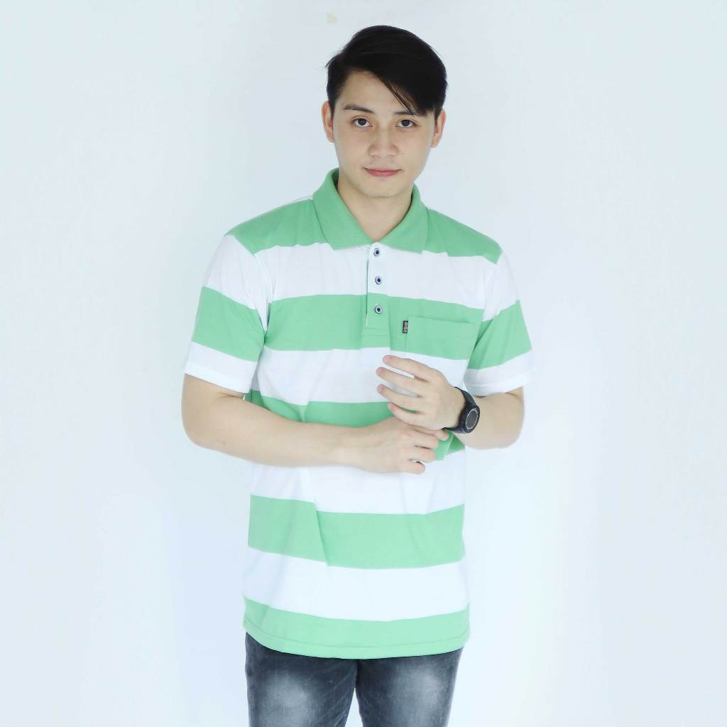 Liso wear - Kaos Kerah Pria Motif Garis-garis | Polo Shirt Distro Saku Salur Stripe Lengan Pendek