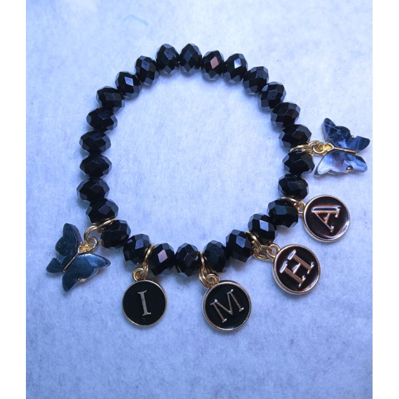 Gelang Manik + charm huruf