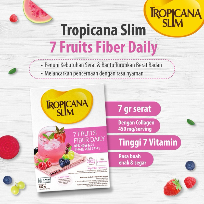 

TROPICANA SLIM 7 FRUITS FYBER DAILY ISI 180GR(isi 12sacshet)