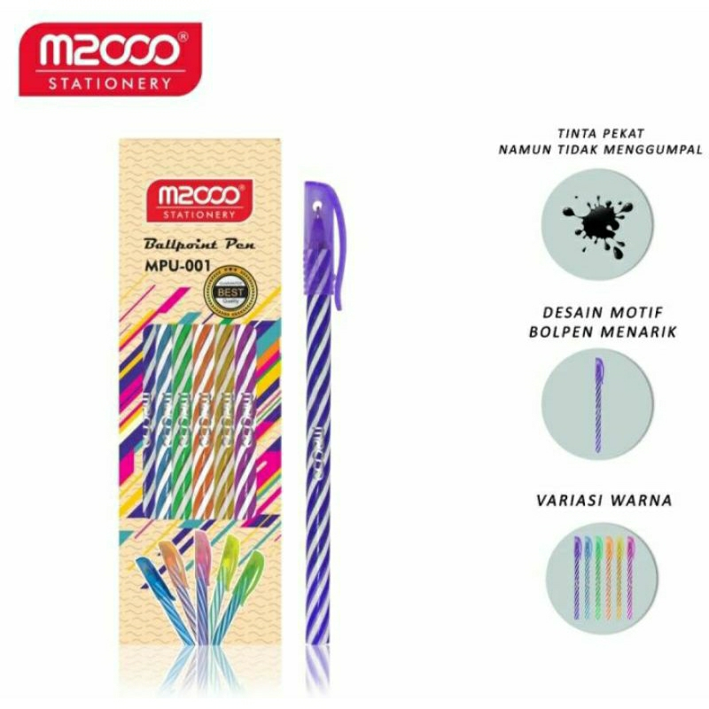 

[isi 12Pcs] Ballpoint / Pulpen / Bolpen Murah Lilin Ulir M2000 Tinta Hitam Alat Tulis Murah