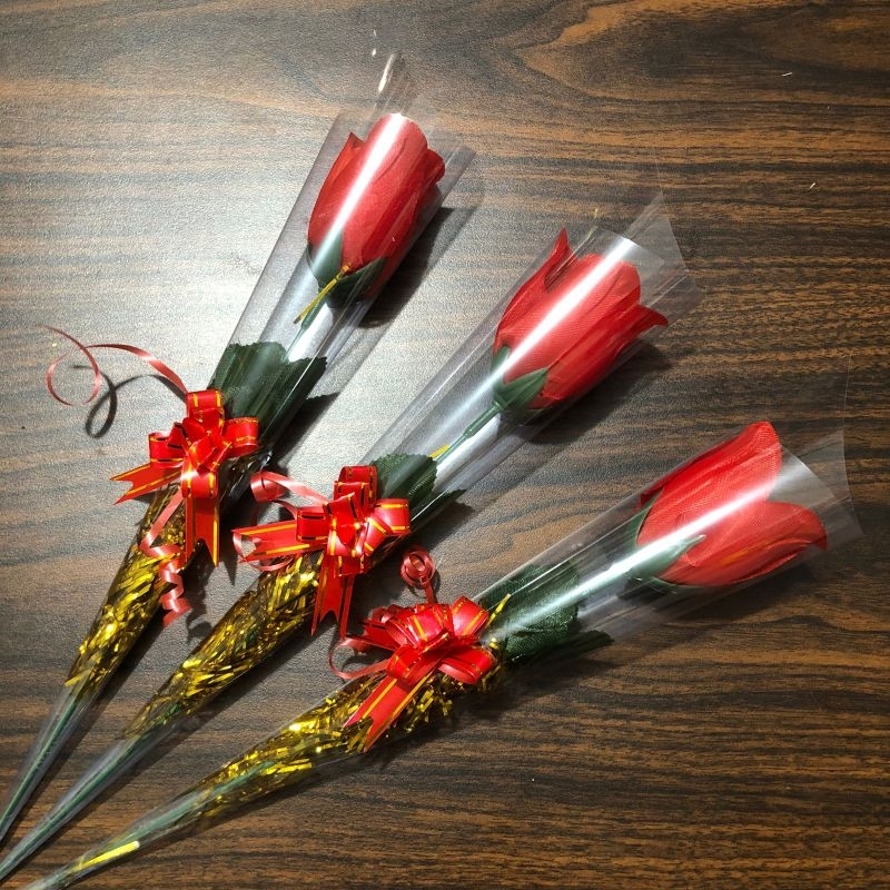 Bunga Mawar 1 Tangkai Plastik PREMIUM | Bunga Valentine | Bunga Mawar Palsu MERAH PREMIUM | Bunga Ma