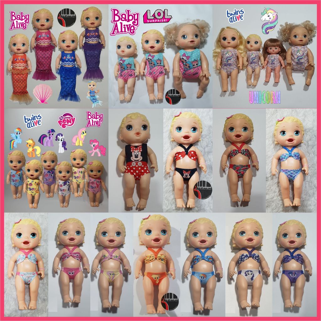 PreOrder  Baju Renang Bikini Boneka Baby Alive Animator MellChan Minnie Mouse Flaminggo My Little Po