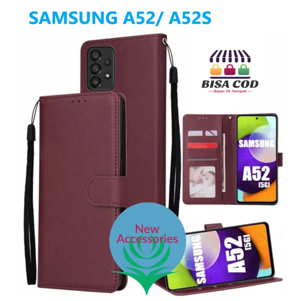 FLIP CASE UNTUK SAMSUNG A52/ A52S FLIP COVER LEATHER CASE SARUNG DOMPET FLIP WALLET