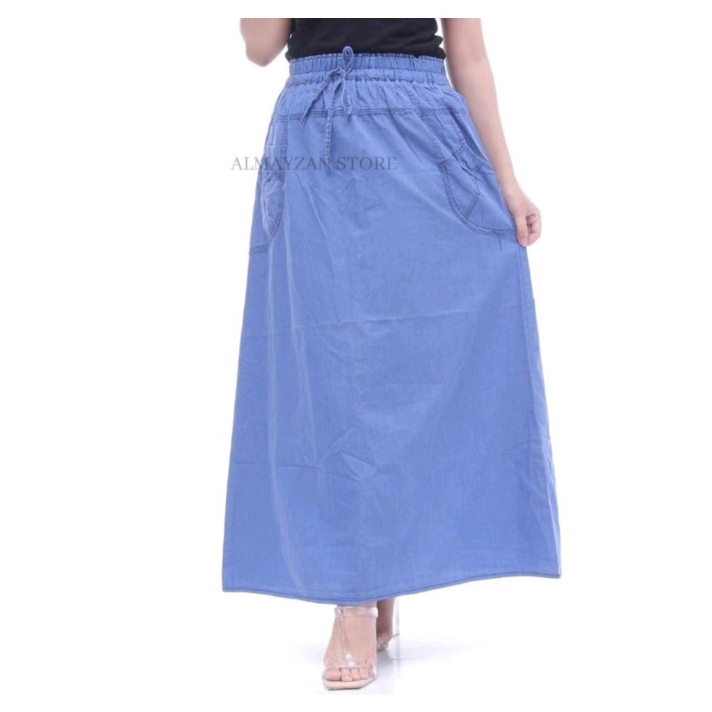 Rok Plisket Jeans Rok Plisket Premium Wanita Dewasa