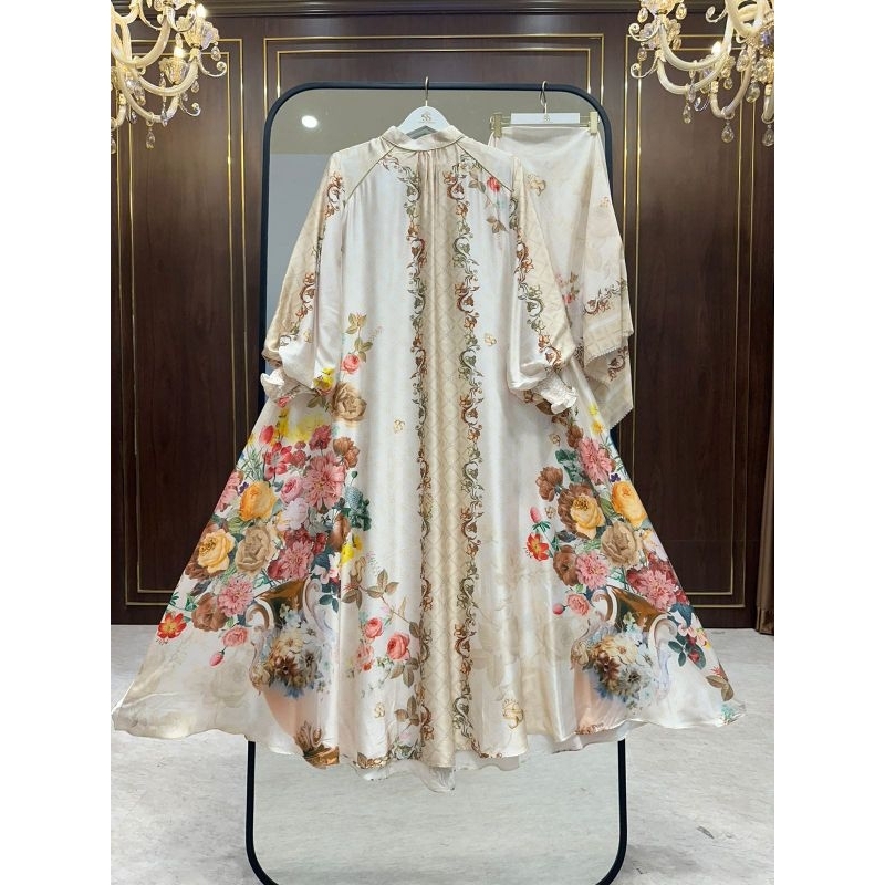 Shellasaukia Dress Set Hijab Silk Armani Printing Terbaru Gamis Syari Wanita Remaja Original Shellas