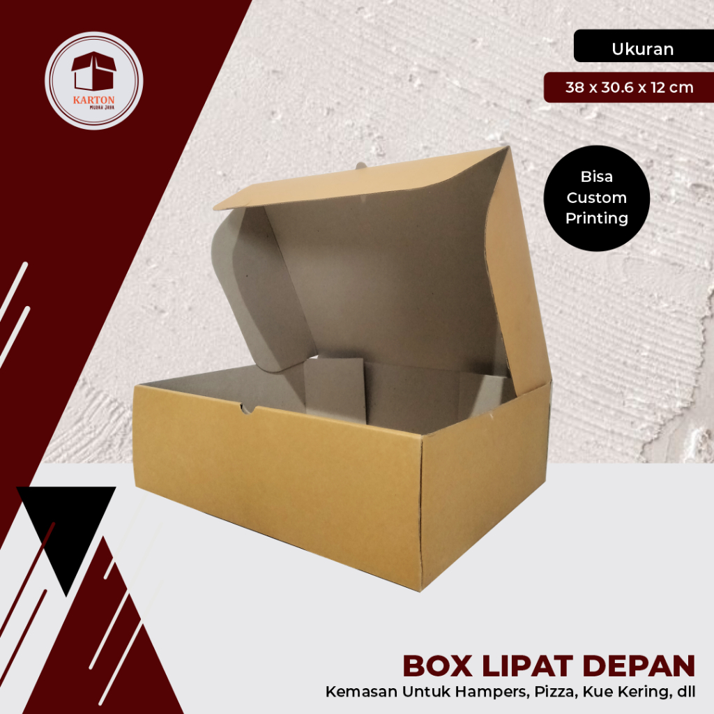 

KARDUS/BOX LIPAT DEPAN UK. 38 x 30 x 12 cm - Hampers/Polos/Kardus/Packaging/Parcel/Karton/Box Snack/Box Kue