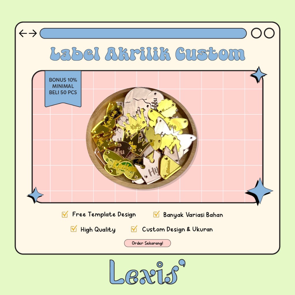 Label Produk Akrilik  Bentuk / Rebranding Untuk Hijab / Label Merk Hijab / Akrilik Jilbab / Kerudung