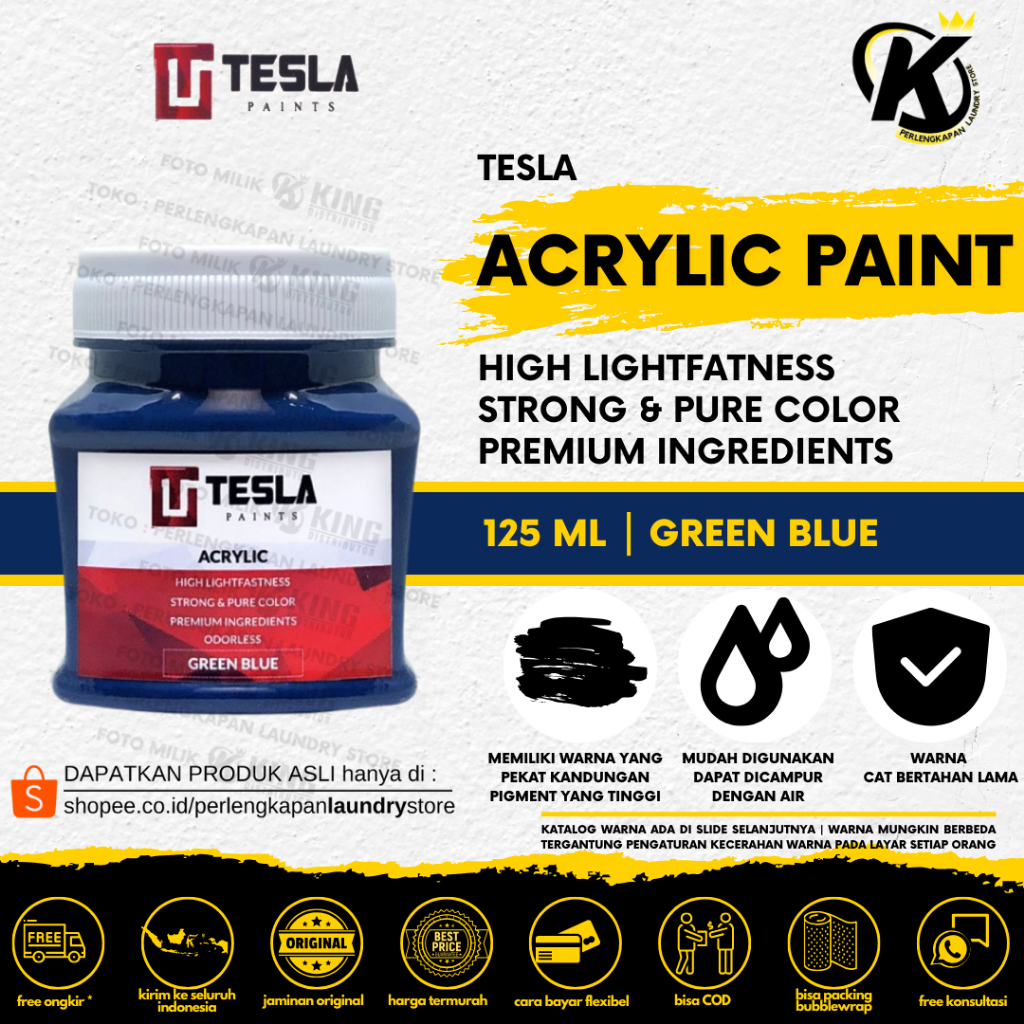 

TESLA - ACRYLIC PAINTS - 125 ML - GREEN BLUE - ACRYLIC PAINTS CAT