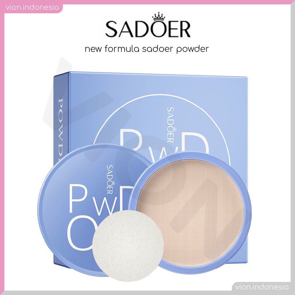 SADOER New Formula Powder Bedak Padat Sadoer Waterproof Bedak Wajah Glowing Blue Box SR074