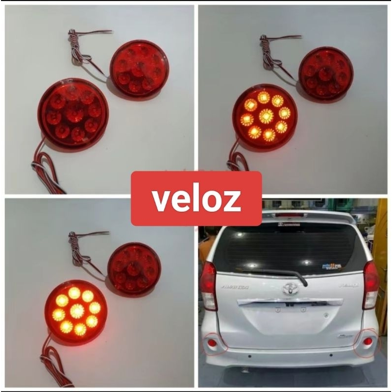 Lampu reflektor bumper led mobil all new avanza veloz 2012 2013 2014 2016 2017 2018 2019 brake lamp 