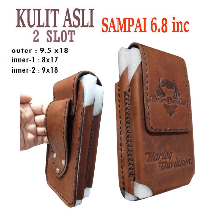 dompet sarung hp pinggang kulit asli harley premium