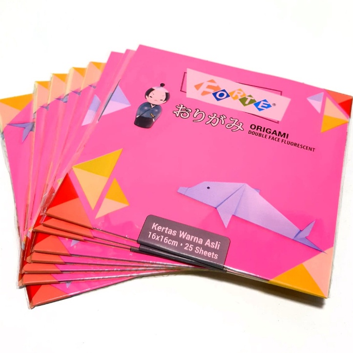 

Harga Grosir 1 Packs25 Set Kes ORIGAMI Paper Double Face Fluorescent FORTE Uk 16x16cm