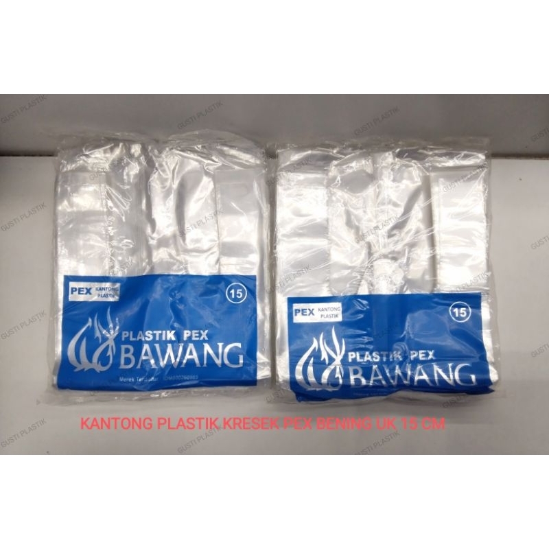 Kantong Plastik Kresek PEX Bening Ukuran 15 cm Merek Bawang - Kecil Cocok Untuk 2 Cup Gelas Minuman